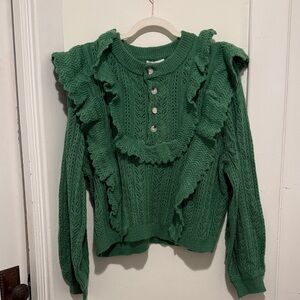 Emerald Ruffled Knit Sweater